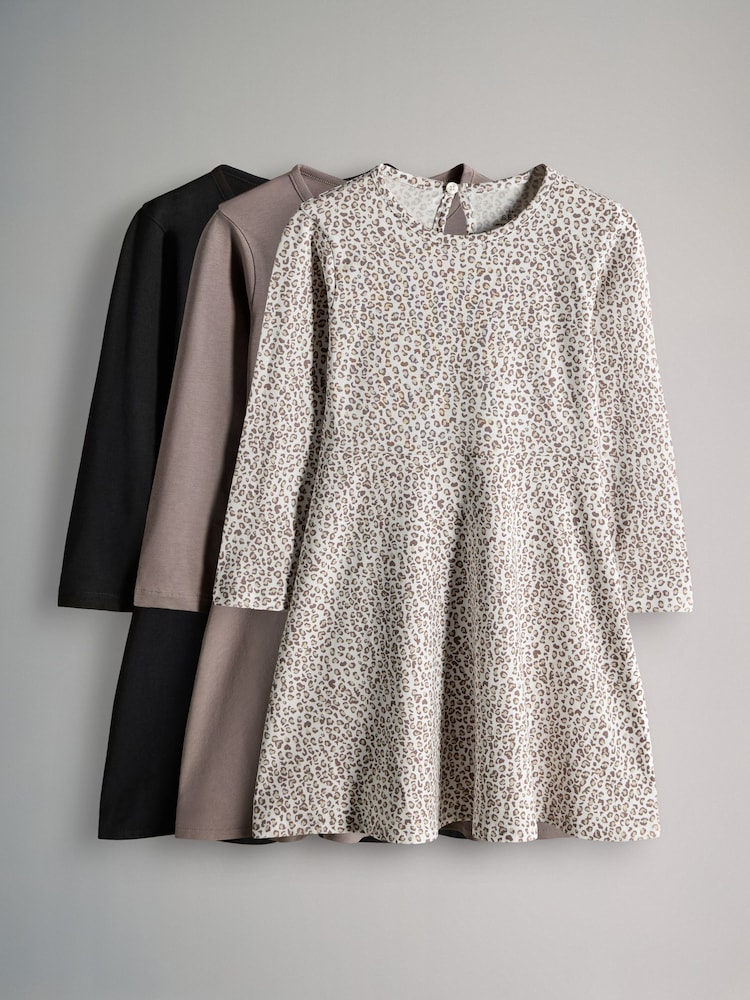 The Set Black/Grey 3 Pack Long Sleeve Skater Dresses - Image 2 of 6