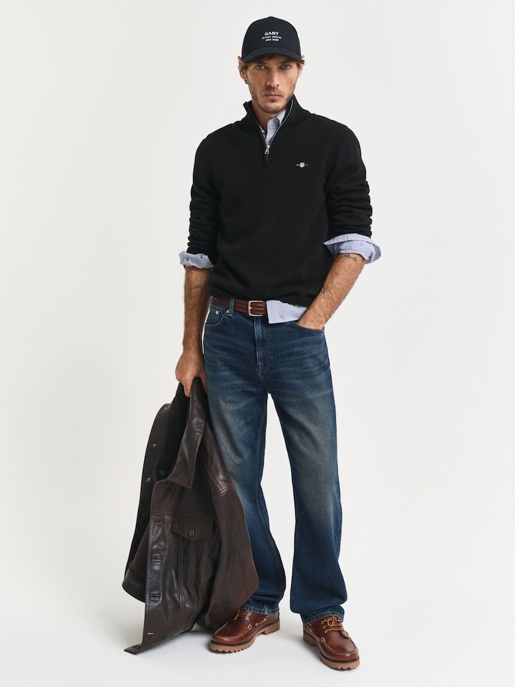 GANT Black 100% Cotton Half Zip Jumper - Image 2 of 5