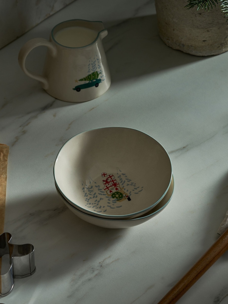 Sophie Allport Natural Home for Christmas Stoneware Nibbles Bowl - Image 1 of 4