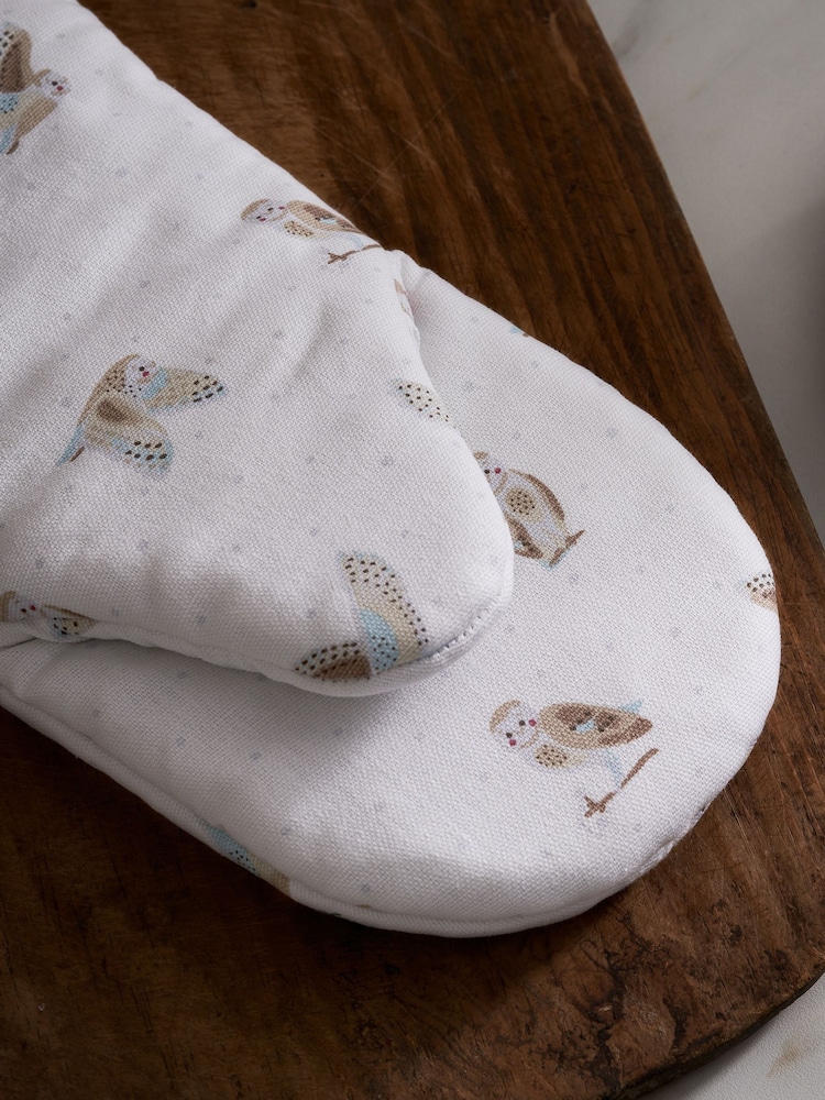 Sophie Allport Off White Snowy Owls Oven Mitt Gloves - Image 2 of 3