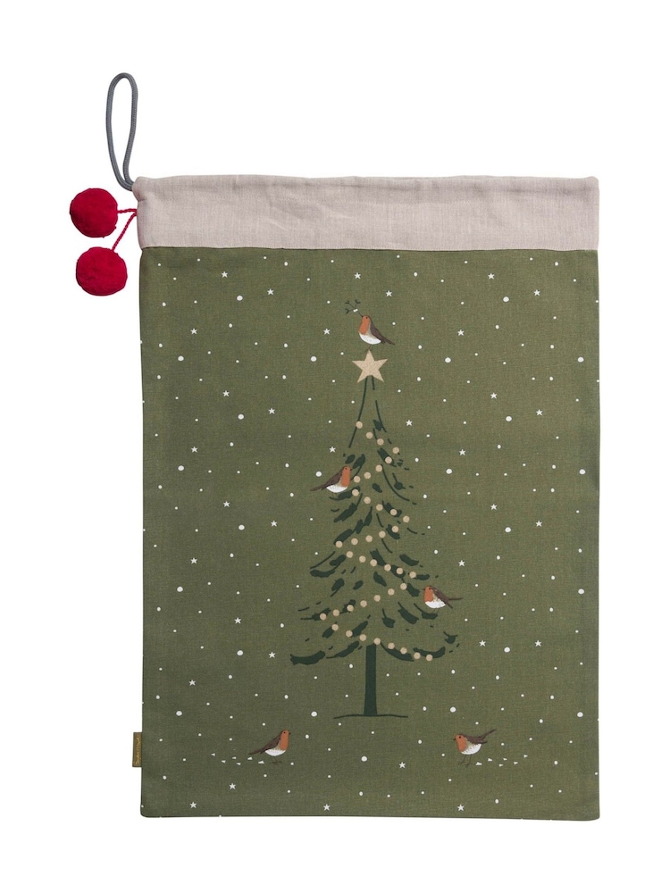 Sophie Allport Forest Green Robin Christmas Sack Decoration - Image 2 of 2