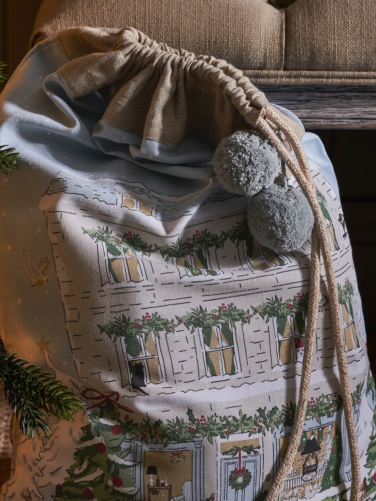 Sophie Allport Pale Blue Christmas House Sack Decoration - Image 2 of 3