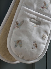 Sophie Allport Off White Snowy Owls Double Oven Gloves - Image 2 of 3