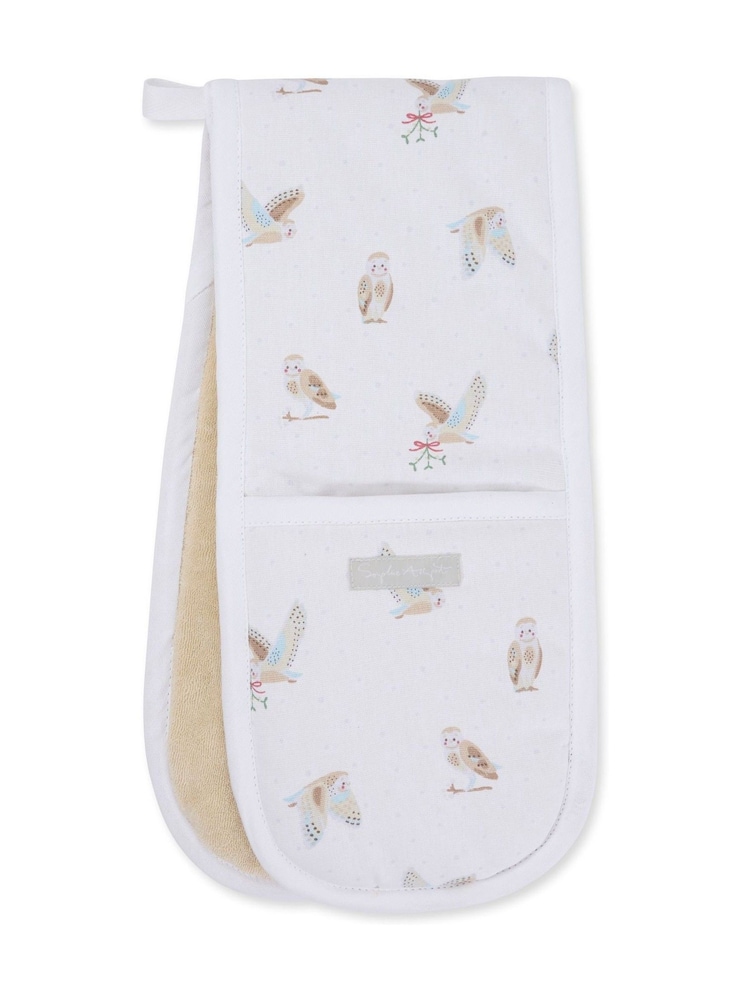 Sophie Allport Off White Snowy Owls Double Oven Gloves - Image 3 of 3