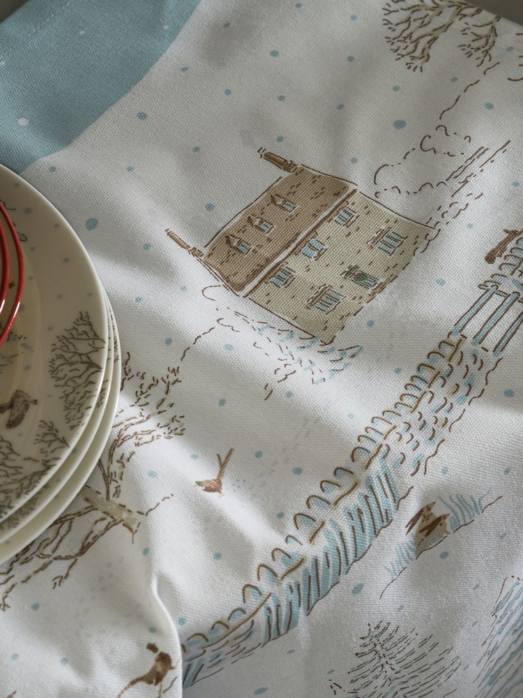 Sophie Allport Off White Snowy Cottage Tea Towel - Image 2 of 3