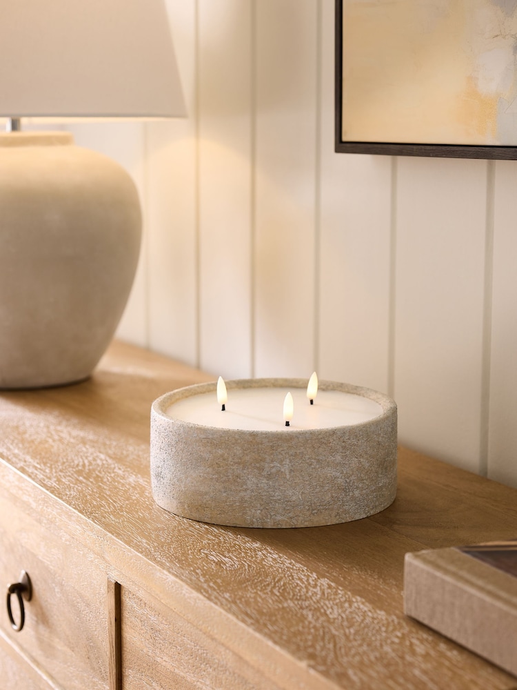 Cream Lydford 3 Wick LED Candle - Image 1 of 4