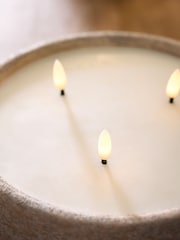 Cream Lydford 3 Wick LED Candle - Image 3 of 4