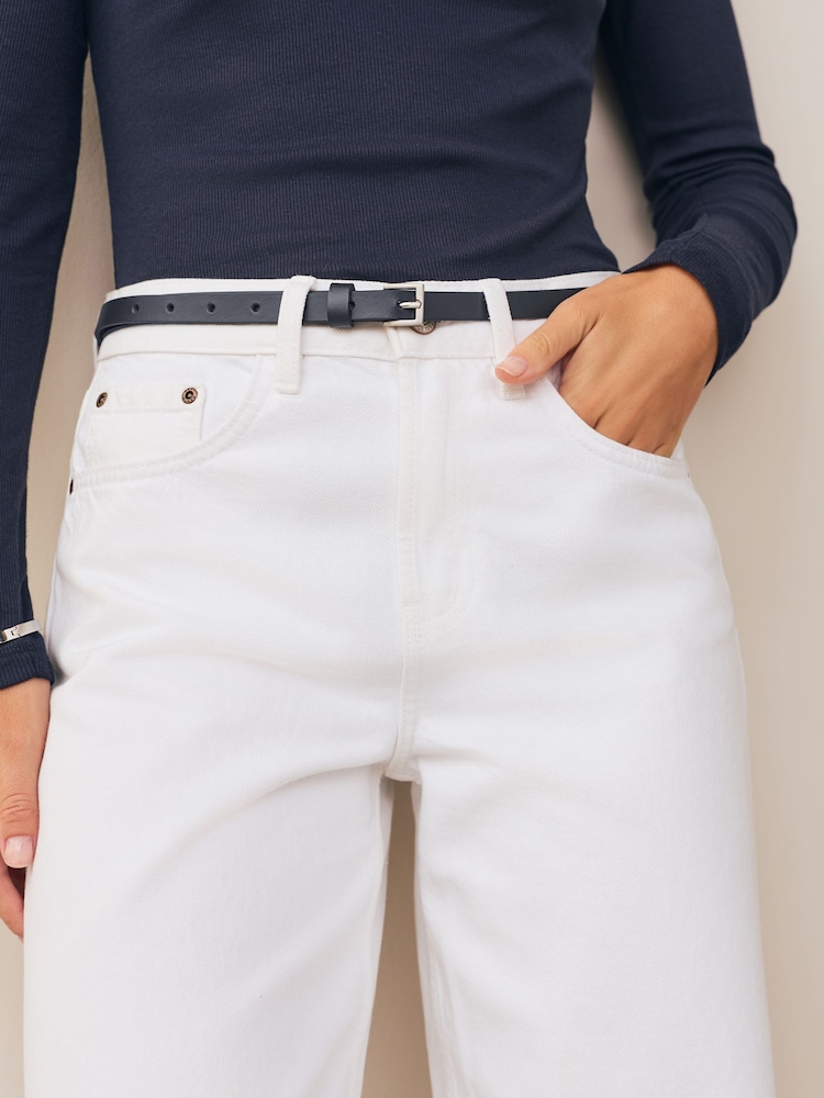Navy Skinny Leather Belt - Image 2 of 3