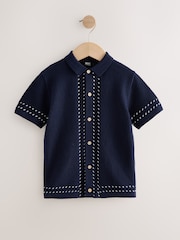 Mornarsko modra - Knitted Polo Shirt (3-16yrs) - Slika 1 iz 4