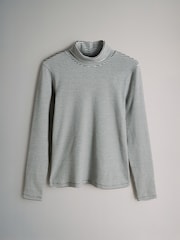 The Set Navy/Berry/Pink/Stripe 4 Pack Ribbed Roll Neck Long Sleeve T-Shirts - Image 3 of 7