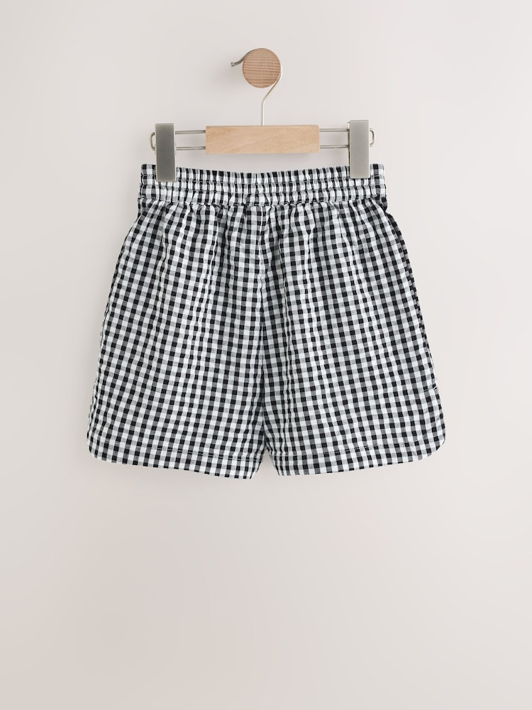 Black/White Gingham Pull On Shorts (3-16yrs) - Image 2 of 4 Black/White Gingham Pull On Shorts (3-16yrs) - Image 2 of 4