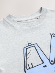 Grey Marl Blue Digger Short Sleeve Transport T-Shirt (3mths-7yrs) - Image 4 of 4