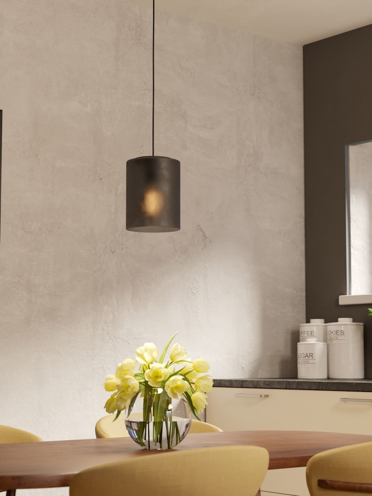 Eglo Black Colomera Steel and Glass Modern Minimalist Pendant - Image 1 of 6
