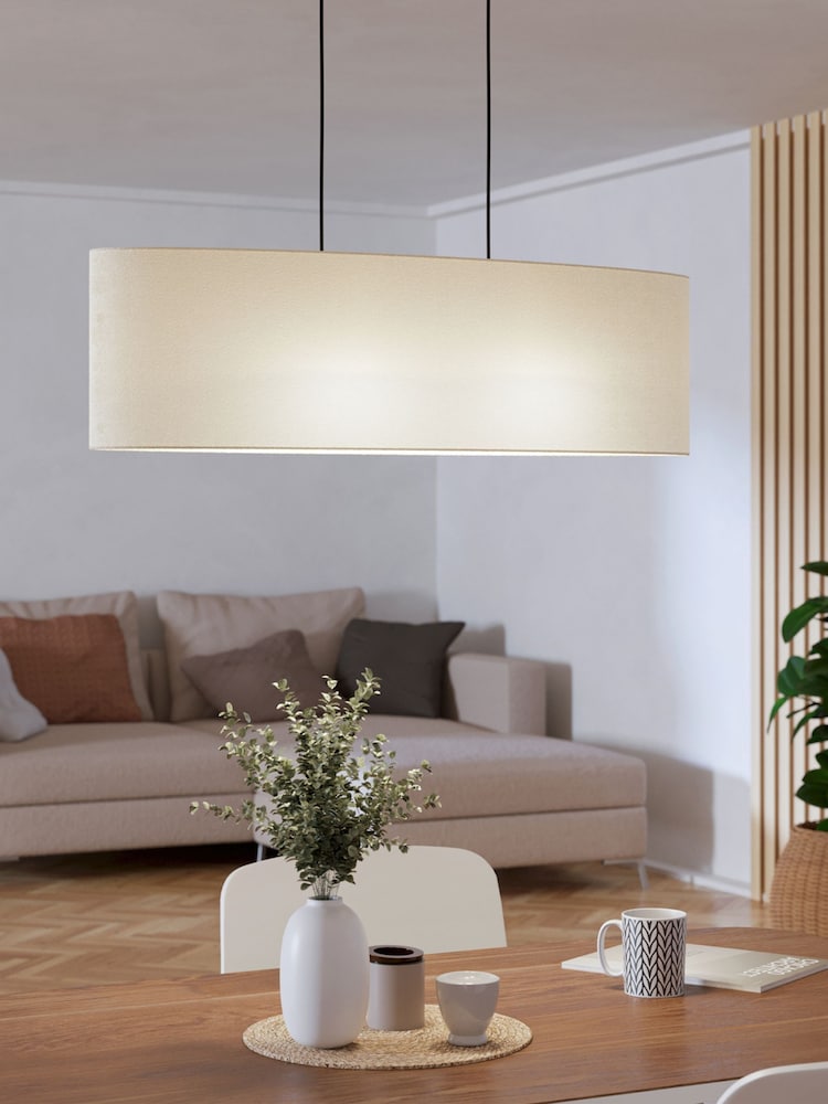 Eglo Black Febres Fabric and Steel Shade Pendant Ceiling Light - Image 1 of 6