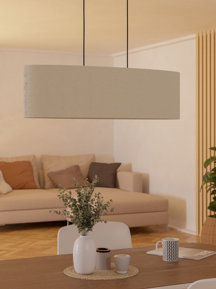Eglo Black Febres Fabric and Steel Shade Pendant Ceiling Light - Image 2 of 6