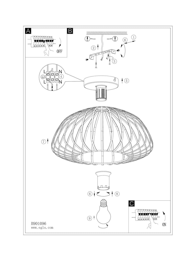 Eglo Brown Espinal Steel Contemporary Ceiling Light - Image 6 of 6 Eglo Brown Espinal Steel Contemporary Ceiling Light - Image 6 of 6