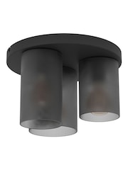 Eglo Black Colomera Glass and Steel Flush Mount Ceiling Light - Image 3 of 6