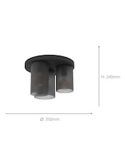 Eglo Black Colomera Glass and Steel Flush Mount Ceiling Light - Image 5 of 6