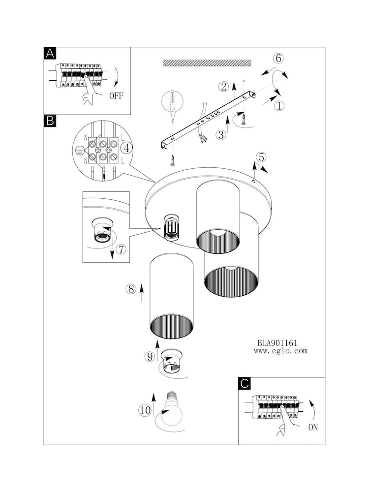 Eglo Colomera Glass and Steel Flush Mount Ceiling Light - Imagen 6 de 6 Eglo Colomera Glass and Steel Flush Mount Ceiling Light - Imagen 6 de 6