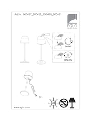 Eglo Black Mannera Cordless Indoor and Outdoor Table Lamp - Image 6 of 6