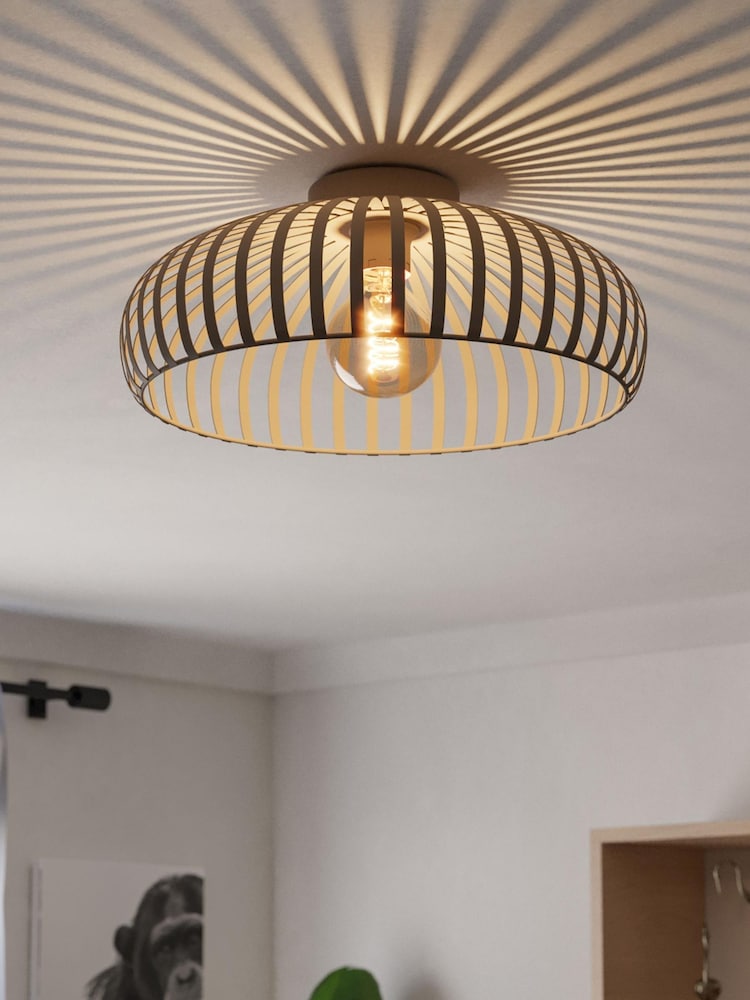 Eglo Cream Mogano 3 Steel Caged Style Ceiling Light - Image 1 of 4