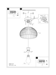 Eglo Cream Mogano 3 Steel Caged Style Ceiling Light - Image 5 of 5