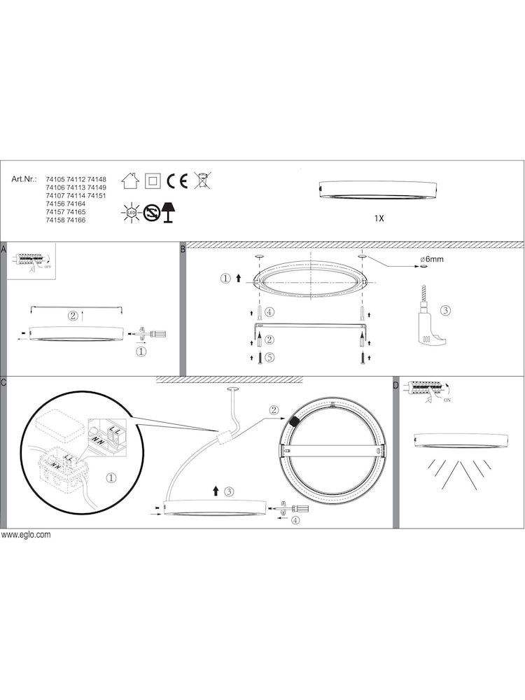 Základní plastové stropní svítidlo Eglo Idun-E - Obrázek 5 z 5