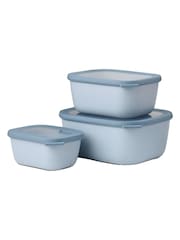 Mepal Nordic Blue Cirqula Rectangular 3 Piece Food Storage Set - Image 1 of 2