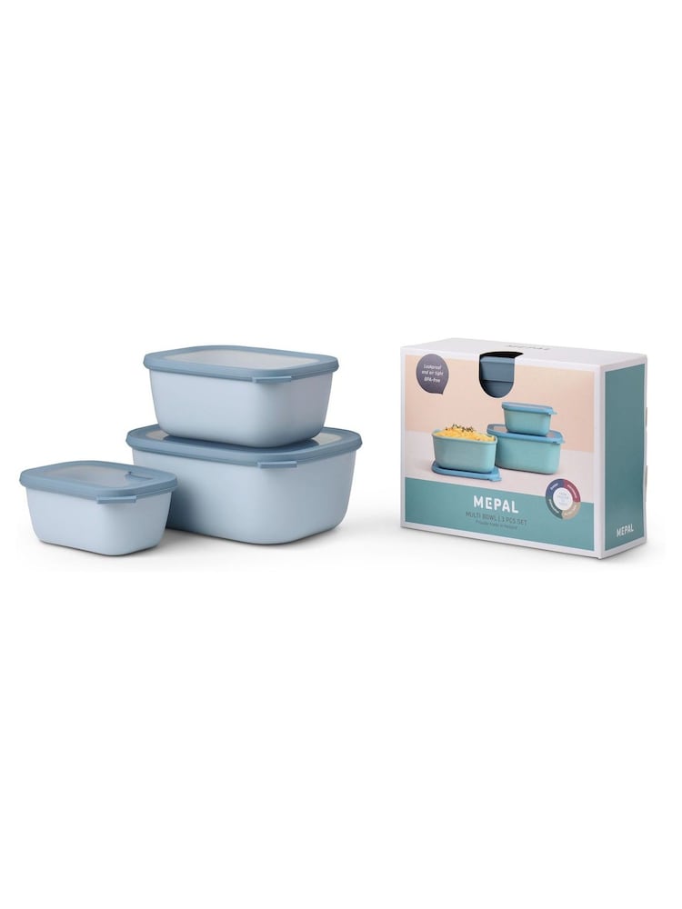 Mepal Nordic Blue Cirqula Rectangular 3 Piece Food Storage Set - Image 2 of 2