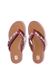 FitFlop Pink Gracie Jewel-Deluxe Metallic-Leather Flip Flops - Image 3 of 5