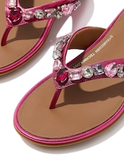 FitFlop Pink Gracie Jewel-Deluxe Metallic-Leather Flip Flops - Image 4 of 5