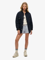 Superdry Blue Oversized Surplus Four Pocket Chore 100% Cotton Jacket - Image 3 of 6