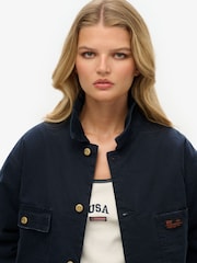 Superdry Blue Oversized Surplus Four Pocket Chore 100% Cotton Jacket - Image 4 of 6