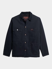 Superdry Blue Oversized Surplus Four Pocket Chore 100% Cotton Jacket - Image 5 of 6