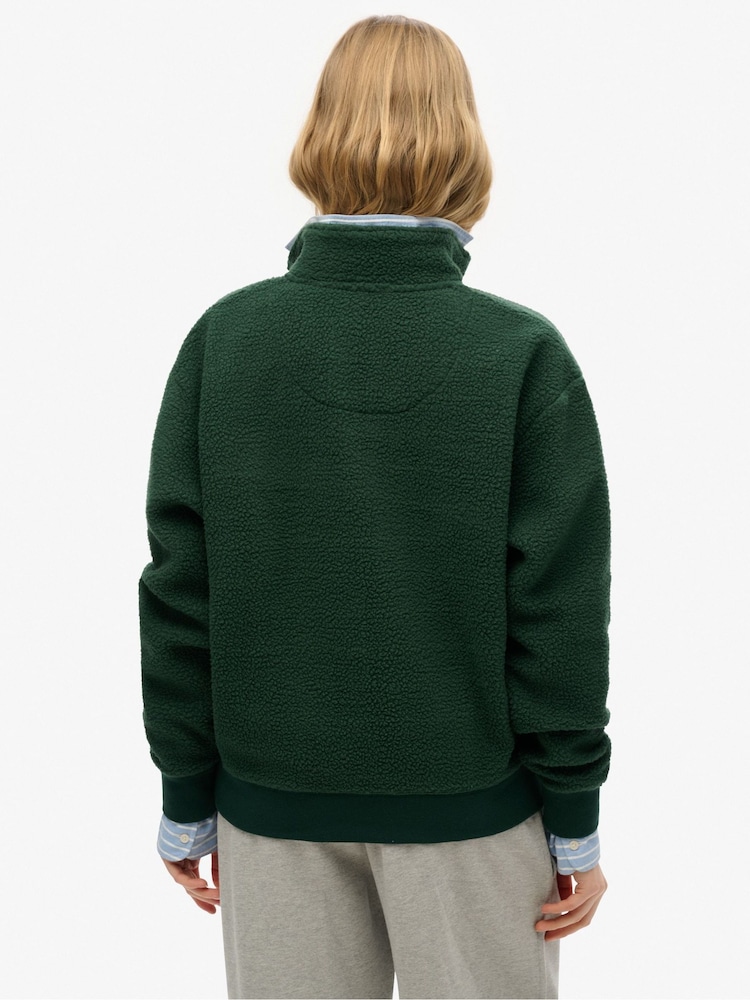 Superdry Green Country Club Fleece Half Zip Sweatshirt - Image 2 of 4