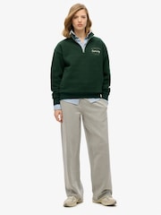 Superdry Green Country Club Fleece Half Zip Sweatshirt - Image 3 of 4