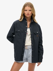 Superdry Blue Oversized Canvas Workwear 100% Cotton Jackets - Image 1 of 6