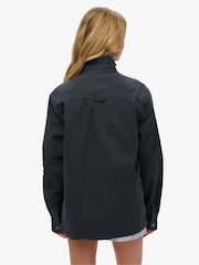 Superdry Blue Oversized Canvas Workwear 100% Cotton Jackets - Image 3 of 6