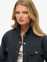 Superdry Blue Oversized Canvas Workwear 100% Cotton Jackets - Image 4 of 6