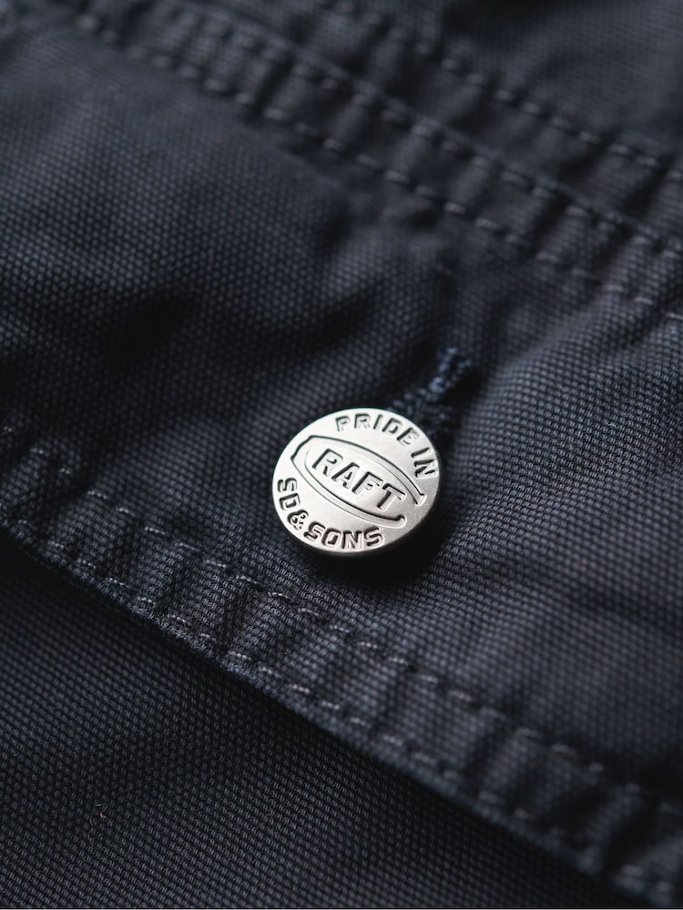 Superdry Blue Oversized Canvas Workwear 100% Cotton Jackets - Image 6 of 6