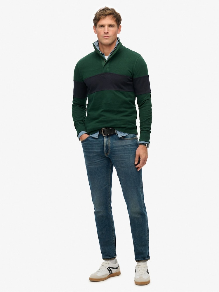Superdry Green Classic Rugby Half Zip Sweat Top - Image 2 of 4