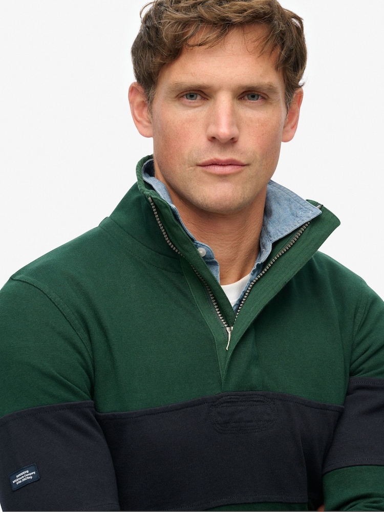 Superdry Green Classic Rugby Half Zip Sweat Top - Image 4 of 4