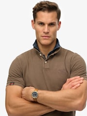 Superdry Brown Vintage Destroy 100% Cottton Polo Shirt - Image 4 of 4