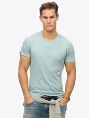 Superdry Blue The Merchant Store Short Sleeve Grandad 100% Cottton Top - Image 1 of 6