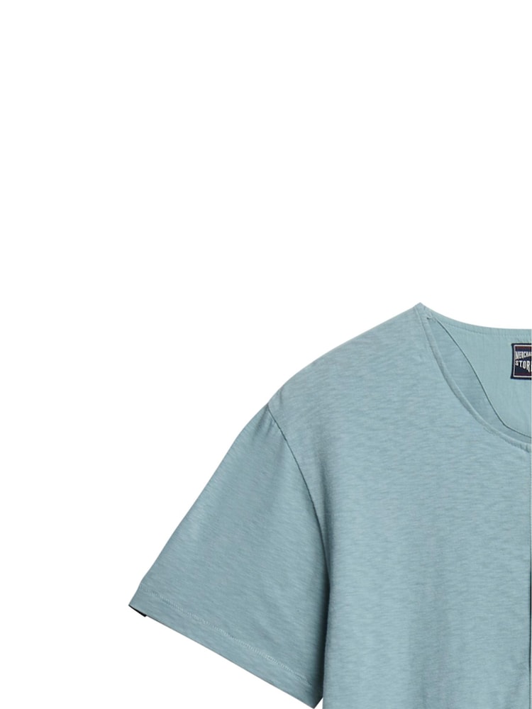 Superdry Blue The Merchant Store Short Sleeve Grandad 100% Cottton Top - Image 5 of 6