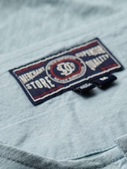 Superdry Blue The Merchant Store Short Sleeve Grandad 100% Cottton Top - Image 6 of 6