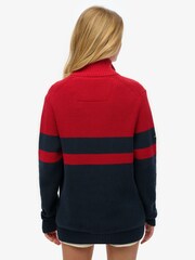 Superdry Blue Oversized 100% Cotton Classic Stripe Half-Zip Jumper - Image 3 of 5