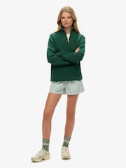 Superdry Green Oversized Classics Half-Zip Knitted 100% Cottton Jumper - Image 3 of 6