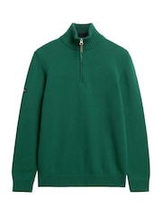 Superdry Green Oversized Classics Half-Zip Knitted 100% Cottton Jumper - Image 5 of 6