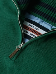 Superdry Green Oversized Classics Half-Zip Knitted 100% Cottton Jumper - Image 6 of 6